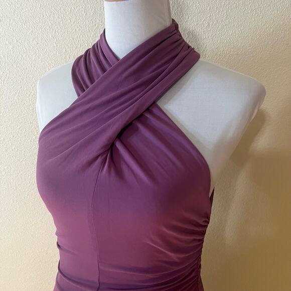 Susana Monaco Womens Dress Womens MEDIUM Grape Jam Halter Ruched Bodycon NEW - Picture 3 of 7